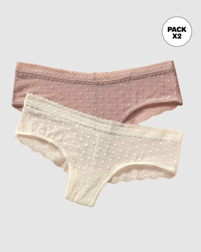Paquete x 2 panties cacheteros en encaje y tul#color_s44-rosa-perla