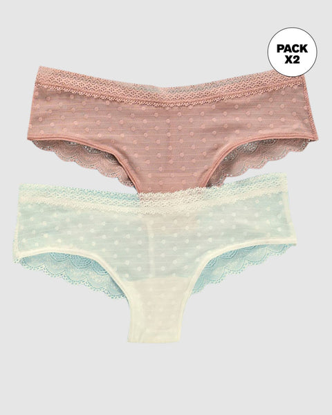 Paquete x 2 panties cacheteros en encaje y tul#color_s44-rosa-perla