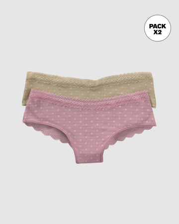 Paquete x 2 Panties Cacheteros en Encaje y Tul#color_s47-lila-verde