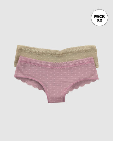 Paquete x 2 Panties Cacheteros en Encaje y Tul#color_s47-lila-verde