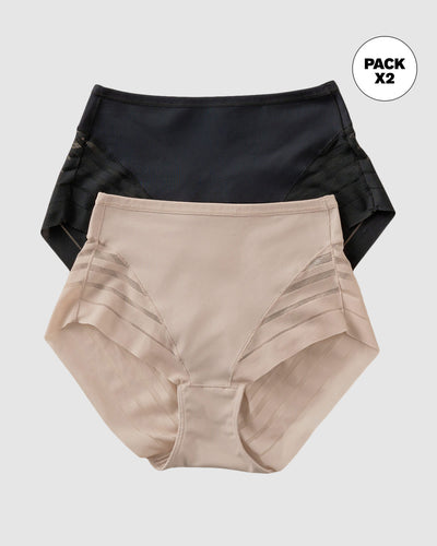 Panty faja clásico paquete x 2 control moderado de abdomen#color_s01-negro-cafe-claro