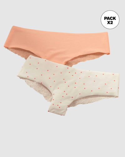 Paquete x 2 panties cacheteros descaderados con encaje#color_s37-estampado-estrellas-mandarina-medio