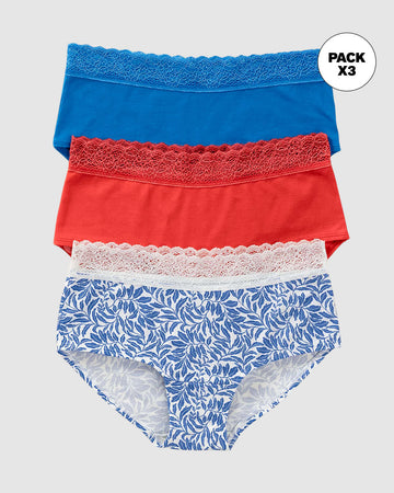 Paquete x3 panties estilo hípster total comodidad#color_s14-coral-azul-rey-marfil-estampado-hojas