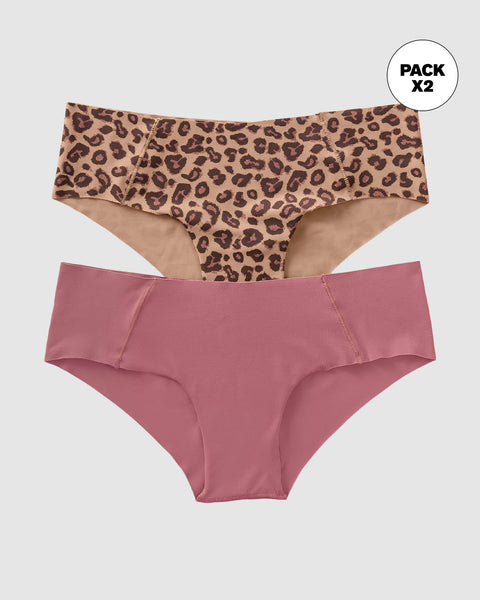 Paquete x 2 hípsters invisibles ultracómodos de tiro bajo#color_s13-animal-print-salmon