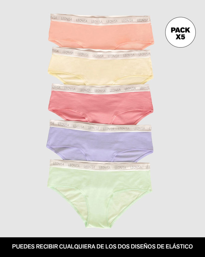 Paquete x 5 panties estilo hipster#color_s05-durazno-verde-amarillo-coral-lila