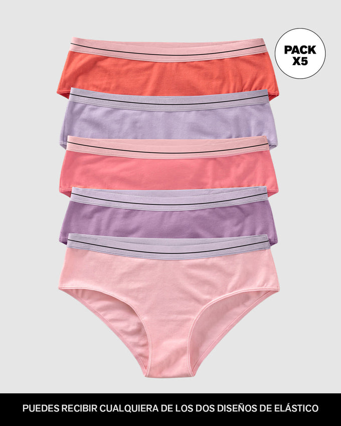 Paquete x 5 panties estilo hipster#color_s07-coral-rosa-pastel-morado-lila-rosado