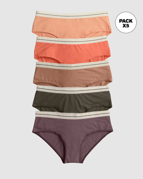 Paquete x 5 panties estilo hipster#color_s09-vino-coral-verde-cafe-azul