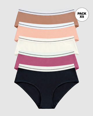 Paquete x 5 panties estilo hípster#color_s11-marfil-negro-rojo-violeta-durazno-café