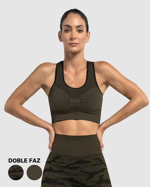 Top deportivo sin costuras doble faz#color_695-verde-camuflado