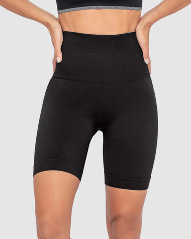 Short ciclista sin costuras con control suave de abdomen#color_700-negro