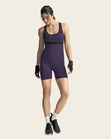 Enterizo corto deportivo control suave de abdomen#color_450-morado