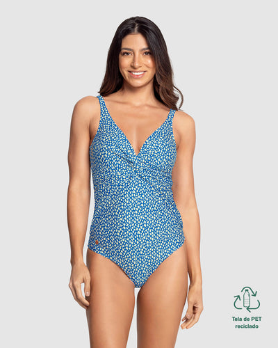 Traje de baño de control suave en abdomen y escote profundo en espalda#color_086-estampado-azul