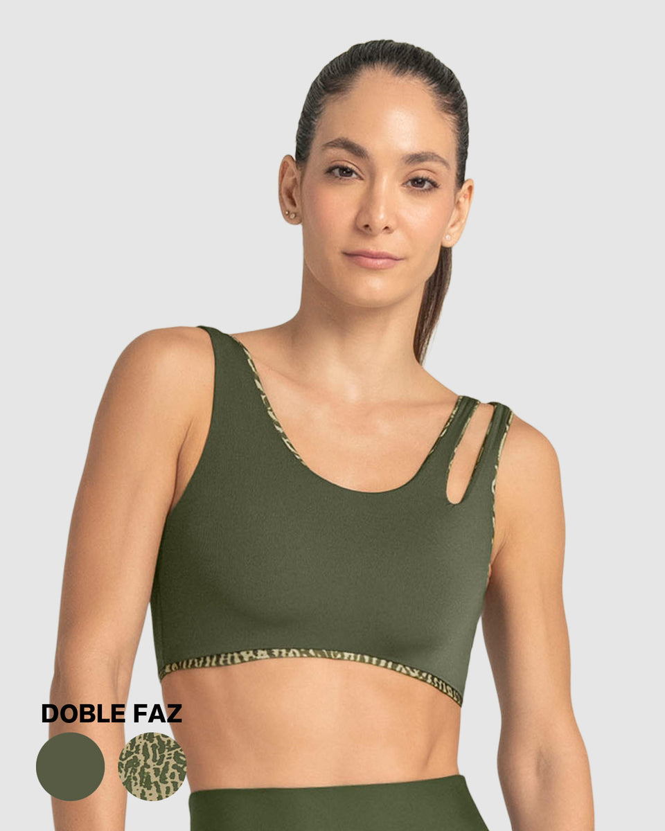 Top deportivo doble faz diseño asimétrico