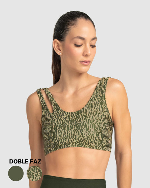 Top deportivo doble faz diseño asimétrico#color_a44-estampado-verde
