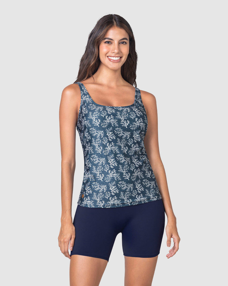 Traje de baño de dos piezas Camiseta y Short de control de abdomen