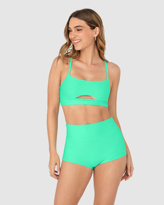 Bikini top + short de tiro alto#color_655-verde-claro