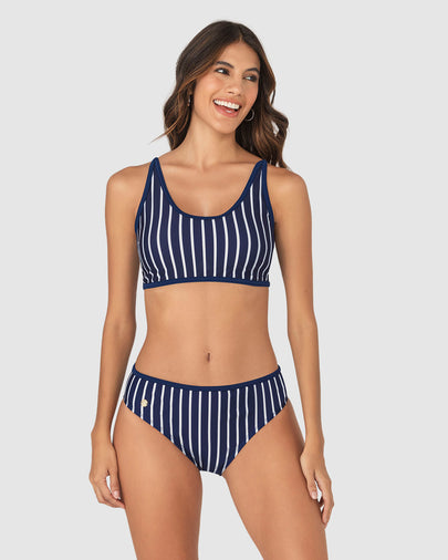 Bikini tiro alto con control suave en abdomen bajo#color_065-estampado-rayas-azul