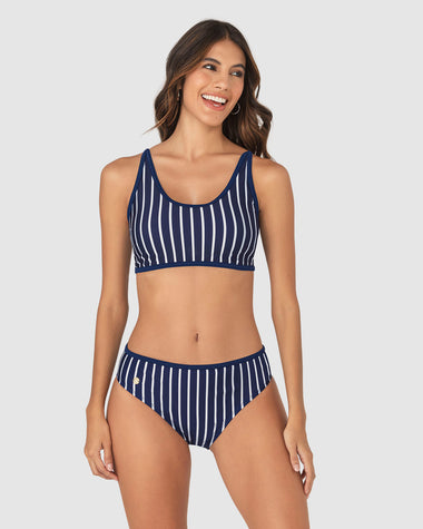 Bikini tiro alto con control suave en abdomen bajo#color_065-estampado-rayas-azul