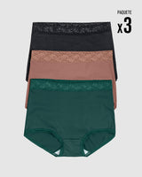 Paquete x 3 panties clásicos de ajuste y cubrimiento total#color_s21-verde-negro-salmon
