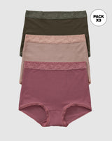 Paquete x 3 panties clásicos de ajuste y cubrimiento total#color_s22-verde-vino-rosa