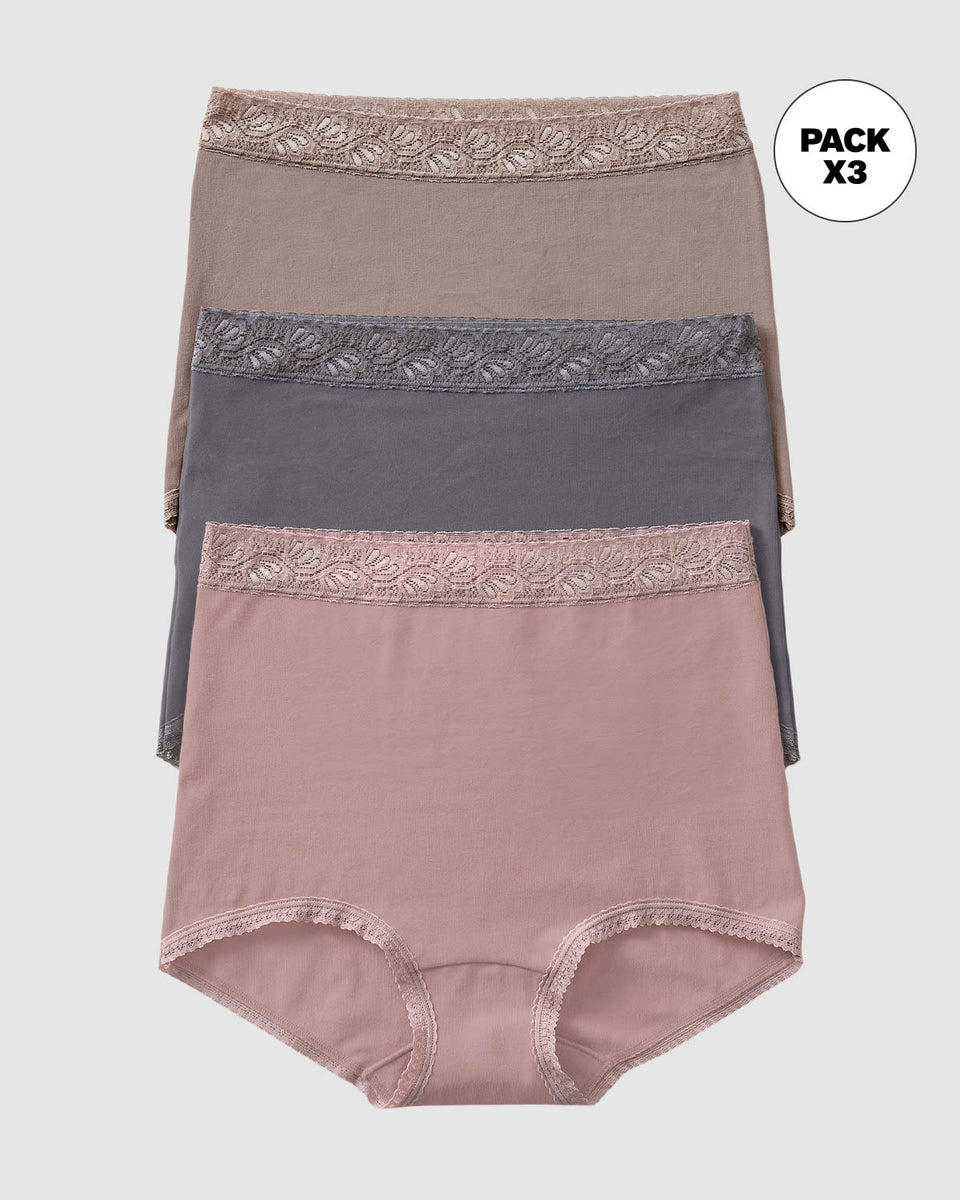 Paquete x 3 panties clásicos de ajuste y cubrimiento total