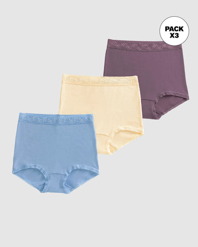 Paquete x 3 panties clásicos de ajuste y cubrimiento total#color_s26-vainilla-mora-azul