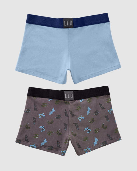 Bóxers cortos x2 niño#color_s03-azul-claro-gris-estampado