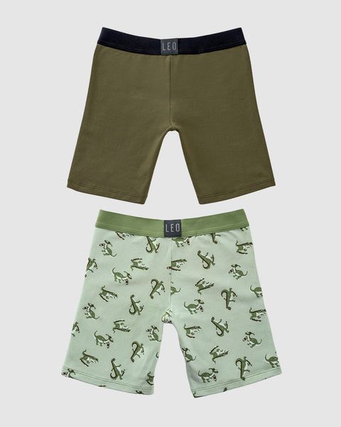 Paquete x2 bóxer largo para niño#color_s11-verde-militar-verde-estampado-dinosaurio