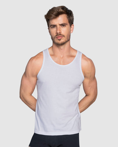 Paquete x2 camisillas en algodón silueta semiajustada para hombre#color_000-blanco
