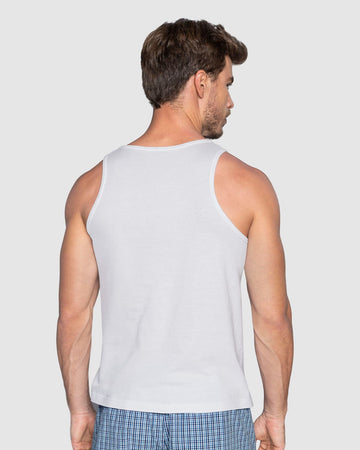 Paquete x2 camisillas en algodón silueta semiajustada para hombr#color_000-blanco