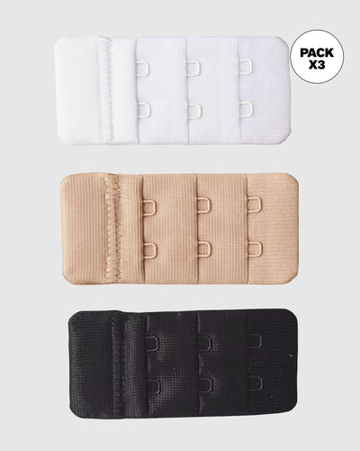 Paquete por 3 broches extensores ajusta tu brasier favorito a tu espalda#color_999-blanco-negro-cafe-claro