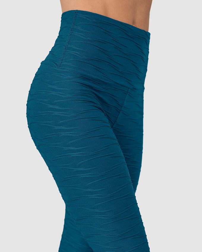 Legging control fuerte de abdomen textura acanalada#color_513-verde-azul