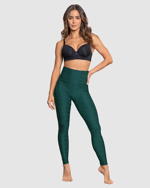 Legging control fuerte de abdomen textura acanalada#color_666-verde-medio