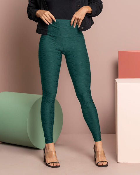 Legging control fuerte de abdomen textura acanalada#color_666-verde-medio