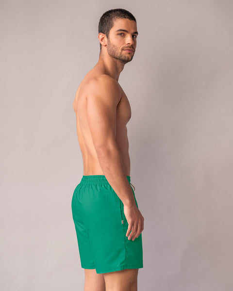 Pantaloneta de baño masculina con práctico bolsillo al lado derecho#color_632-verde