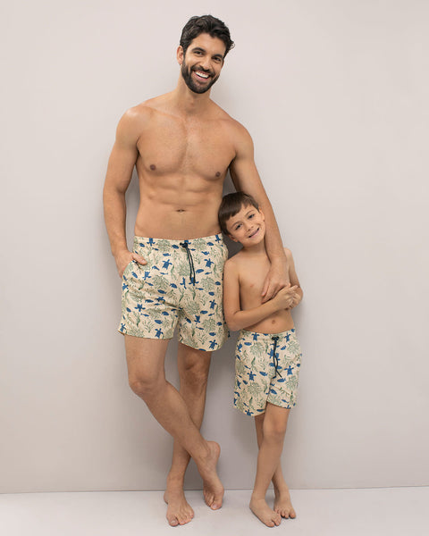 Pantaloneta de baño masculina con práctico bolsillo al lado derecho#color_a29-estampado-animales-marinos