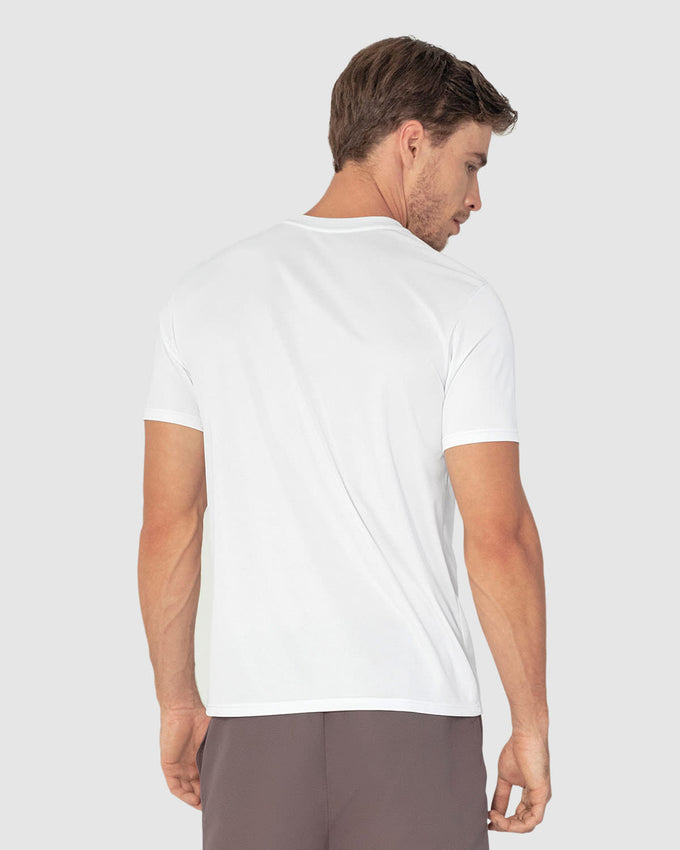 Camiseta deportiva masculina semiajustada de secado rápido#color_000-blanco