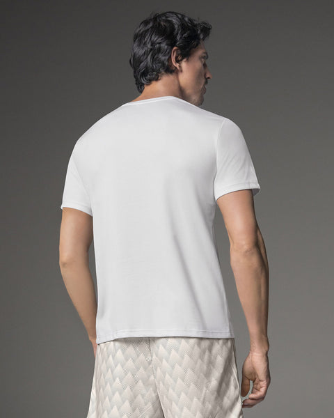 Camiseta deportiva masculina semiajustada de secado rápido#color_000-blanco