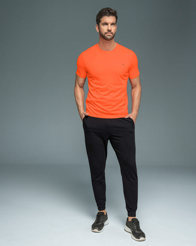 Camiseta deportiva masculina semiajustada de secado rápido#color_260-naranja