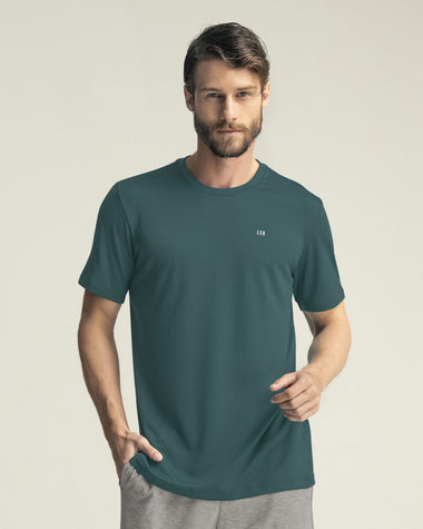 Camiseta deportiva masculina semiajustada de secado rápido#color_678-verde