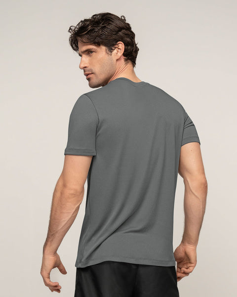 Camiseta deportiva masculina semiajustada de secado rápido#color_706-gris-oscuro