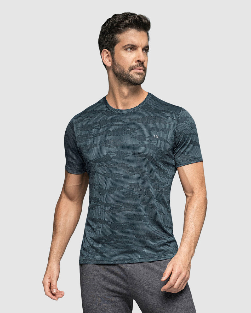 Camiseta deportiva masculina semiajustada de secado rápido