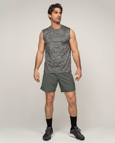 Camiseta manga sisa deportiva y de secado rápido para hombre#color_071-estampado-camuflado-gris