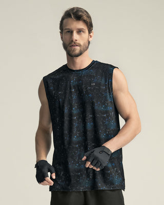 Camiseta manga sisa deportiva y de secado rápido para hombre#color_516-estampado-galaxy-azul