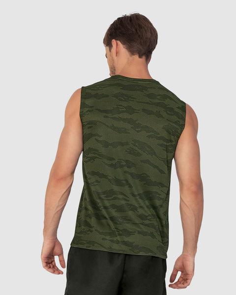 Camiseta manga sisa deportiva y de secado rápido para hombre#color_603-verde-estampado