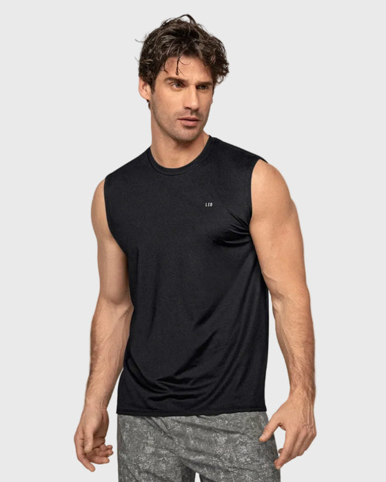 Camiseta manga sisa deportiva y de secado rápido para hombre#color_700-negro