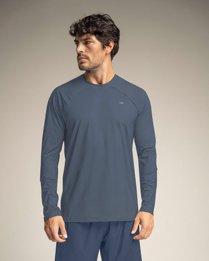 Camiseta deportiva masculina manga larga con protección UV#color_457-azul-grisaceo