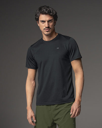Camiseta deportiva con tela texturizada y transpirable#700-negro