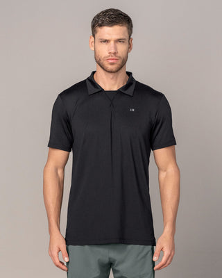 Camiseta deportiva transpirable con cuello tipo polo#color_700-negro