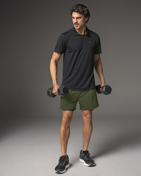 Camiseta deportiva transpirable con cuello tipo polo#color_700-negro